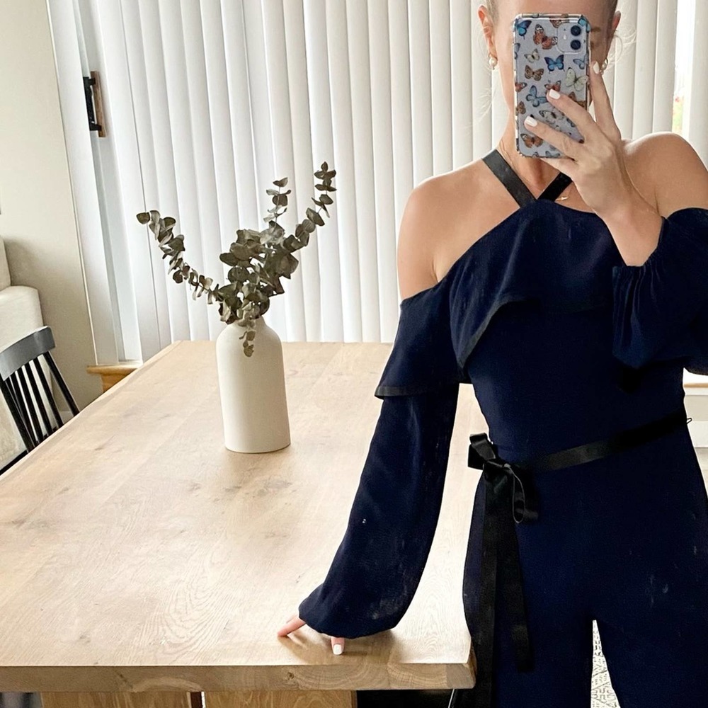 Alexis Navy Off-Shoulder Ruffle Jumpsuit - Picture 6 of 6